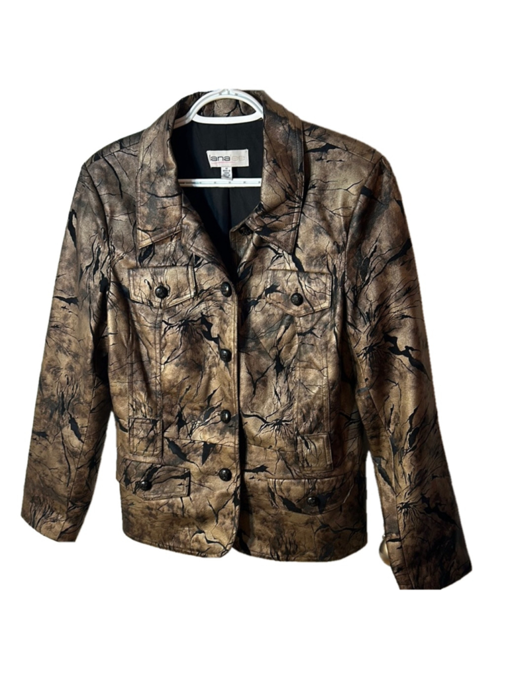 Vintage Lana Lee Women's Brown Camouflage Blazer Jacket size 12